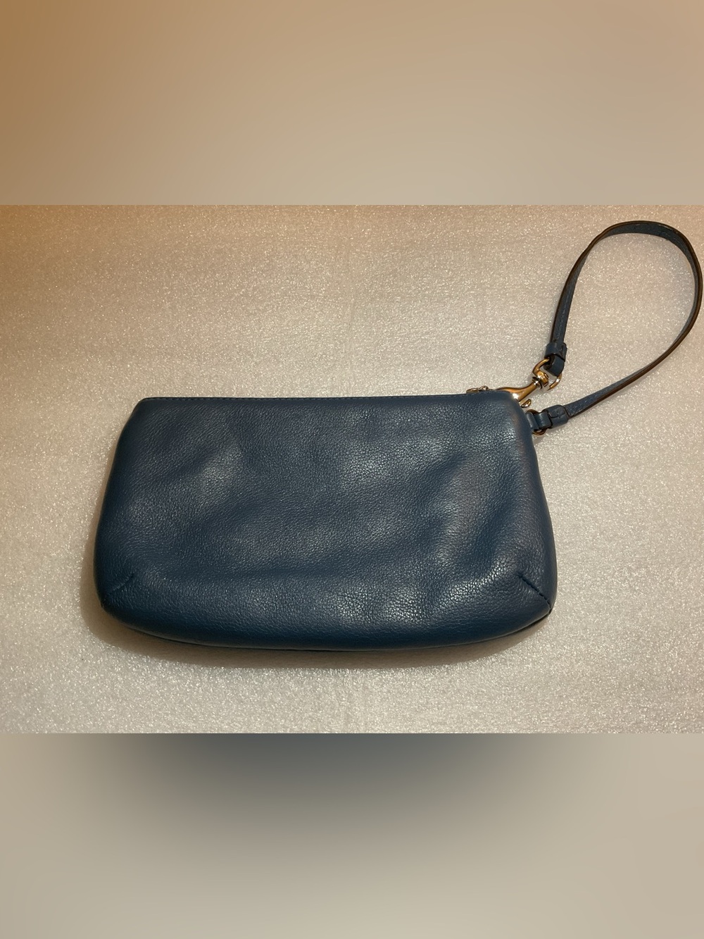 COACH Midnight Navy Leather Wristlet Large Soft Pebbled Leather Quiet Luxury - Picture 2 of 14